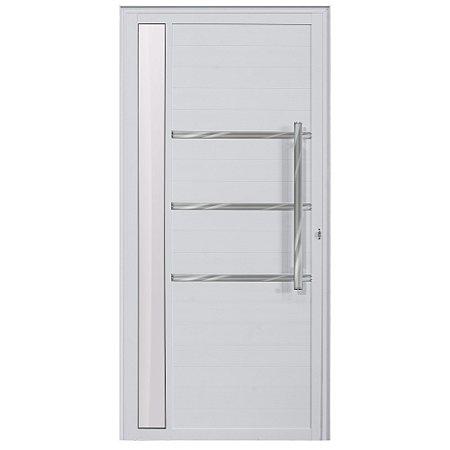 Porta de alumínio Visor com friso Lambril Branco Esquerda - 210x80