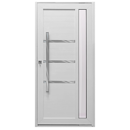 Porta pivotante Lambril com visor e Friso Branco Direita - 210x100
