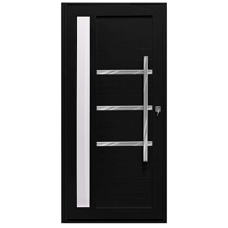 Porta pivotante com visor e friso lambril Preto Esquerda - 210x120