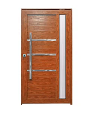 Porta pivotante Lambril com visor e Friso Madeiro Direita - 210x100