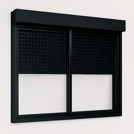 Janela com Persiana Integrada em Alumínio 2 Folhas Preto - 100x100