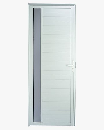 Porta De Alumínio Lambril Visor Branca com fechadura Esquerda - 210x90