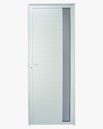 Porta De Alumínio Lambril Visor Branca com fechadura Direita - 210x80