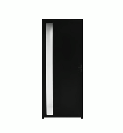 Porta De Alumínio Lambril Visor Preto com fechadura Esquerda - 210x80