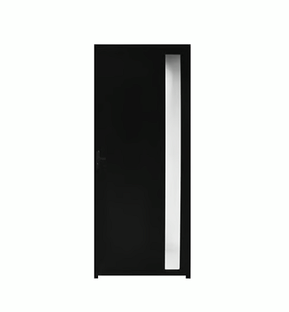 Porta De Alumínio Lambril Visor Preto com fechadura Direita - 210x90