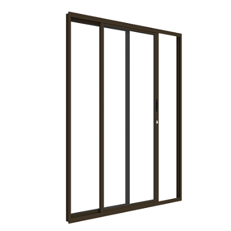 Porta de Correr 2 Folhas Bronze com Vidro Temperado Direita - 210x150