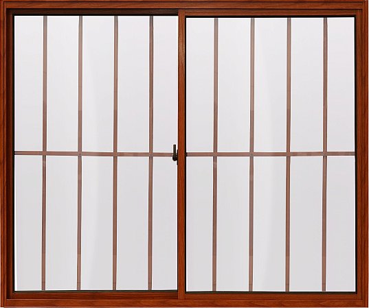 Janela de alumínio com Grade 02 folhas Classic Madeiro - 100x150