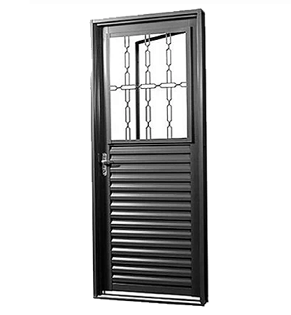 Porta de Aço GOLD Galvanizado Preto Postigo Direita - 215x85