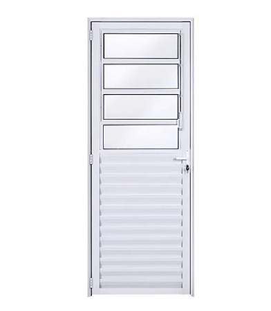 Porta de Alumínio Basculante L25 Branca Direita - 210x80