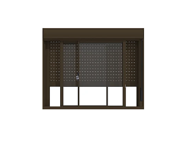 Janela Com Persiana Integrada Alumínio Bronze - 120x120