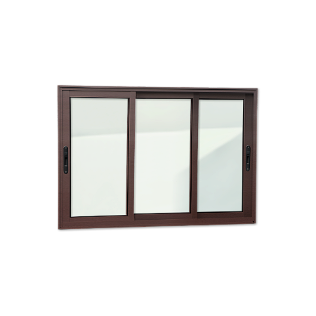 Janela de Alumínio Elite 03 Folhas Moveis Marrom Corten - 100x200