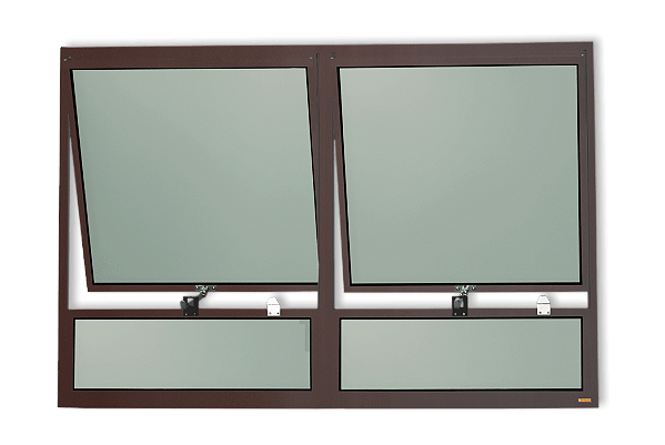 Janela Maxim-Ar 2 Secoes de Alumínio Marrom Corten - 80x120