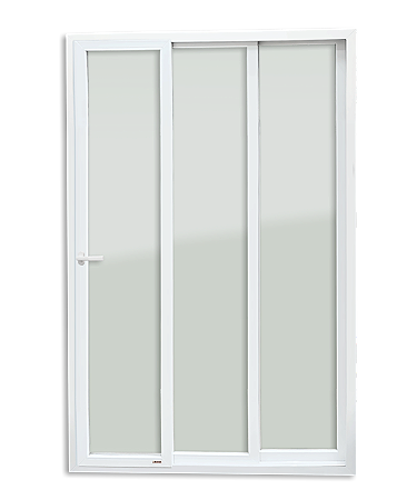 Porta Correr 3 Folhas de Pvc Cremona e Vidro Temperado - 210x180