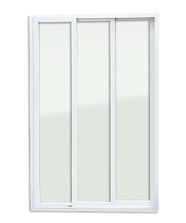 Porta Correr 3 Folhas de Pvc Itec com Vidro Temperado - 210x200