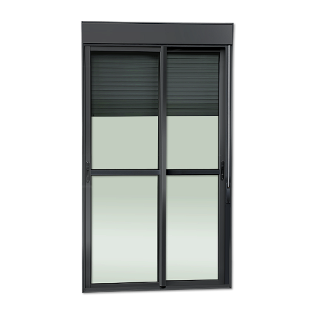 Porta Balcao com Persiana Integrada em Alumínio Preto Maxx - 220X120