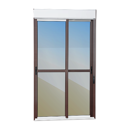 Porta Balcao com Persiana Integrada em Alumínio Marron Corten Maxx - 220X180