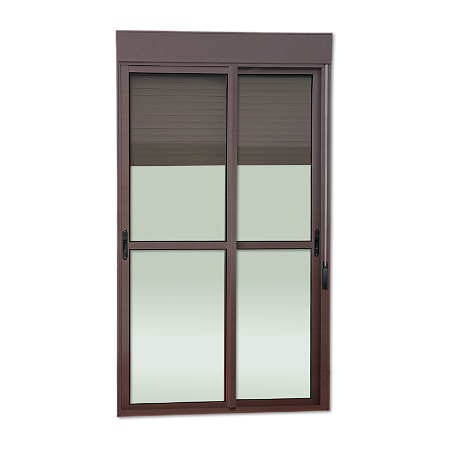 Porta Balcao com Persiana Integrada em Alumínio Marron Corten Maxx - 220X200