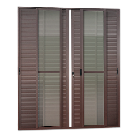 Porta Veneziana Maxx em Alumínio Marrom Corten 6 folhas - 210x240