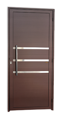Porta Lambril Com Friso e Puxador Marrom Esquerda - 210x100