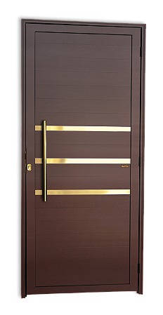 Porta Lambril Com Friso e Puxador Gold Marrom Esquerda - 210x90