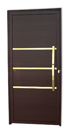 Porta Lambril Friso Evolution Com Puxador Gold Marrom Direita- 210x90