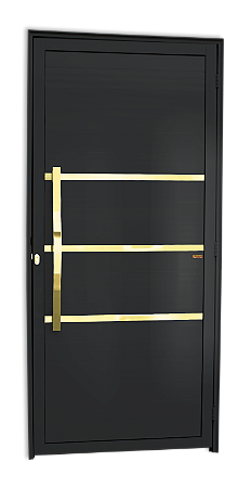Porta Lambril Friso Evolution Com Puxador Gold Preta Esquerda - 210x100