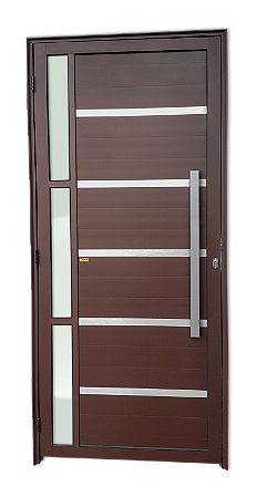 Porta Lambril Miraggio Com Puxador Marrom Direita - 210x90