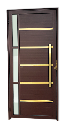 Porta Lambril Miraggio Com Puxador Gold Marrom Direita - 210x90