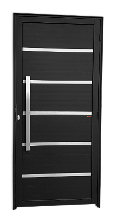 Porta Lambril Com Friso e Puxador Preta Esquerda - 210x100