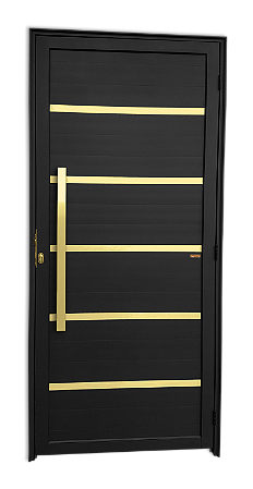 Porta Lambril Com Friso e Puxador Gold Preta Esquerda - 210x100