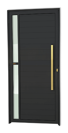 Porta Lambril Visione com Puxador Gold Preta Direita - 210x100