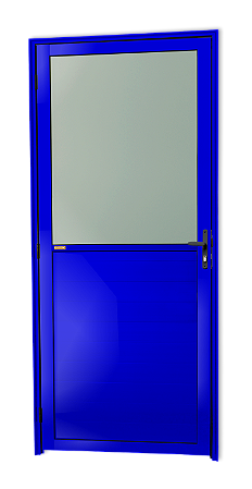 Porta Lambril de Alumínio Azul com Vidro Direita - 210x80