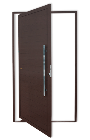 Porta Pivotante Marrom Lambril Com Puxador Direita - 210x120