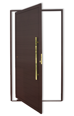 Porta Pivotante Marrom Lambril Com Puxador Gold Direita - 210x100