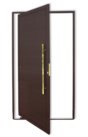 Porta Pivotante Marrom Lambril Com Puxador Gold Direita - 210x120