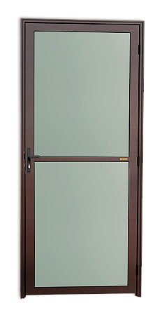 Porta de Alumínio Marrom com Vidro Fixo Mini boreal esquerda - 210x90
