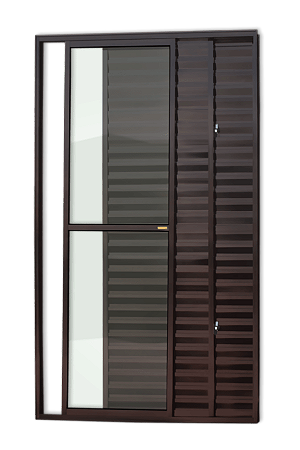 Porta Veneziana Balcao 03 Folhas Marrom Corten - 210x120
