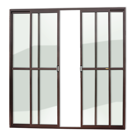 Porta de Alumínio de Correr 4 Folhas Marrom Corten - 210x240