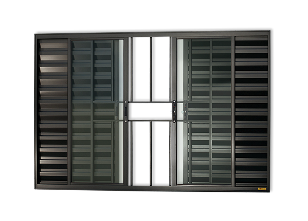 Janela Veneziana Confort 06 Folhas com Grade Preto - 120x150