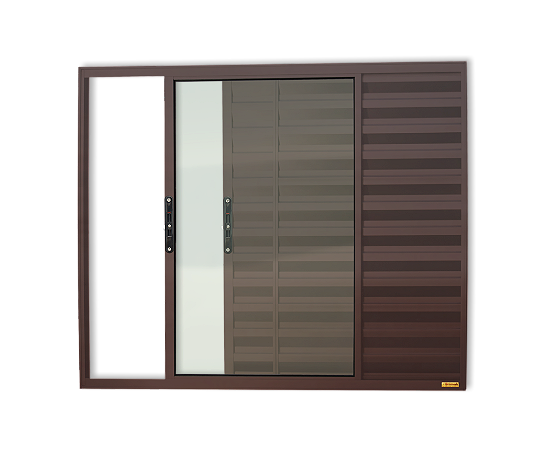 Janela Veneziana Confort 03 Folhas Marrom - 100x150