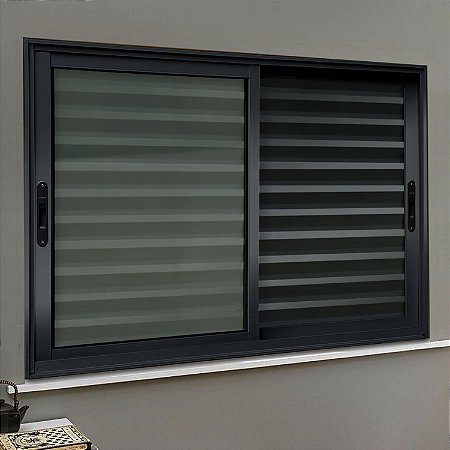Janela Veneziana Elite 3 Folhas Moveis Preto - 100x100