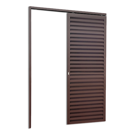 Porta De Correr Suspensa Veneziana Marrom Direita - 210X70