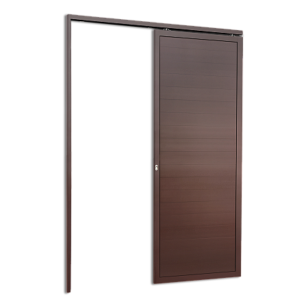 Porta de Correr Suspensa Lambril Marrom Corten Esquerda - 210X90
