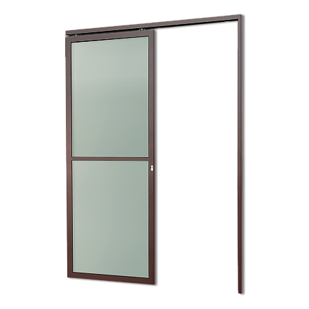 Porta De Correr Suspensa com Vidro Marrom Direita - 210X100
