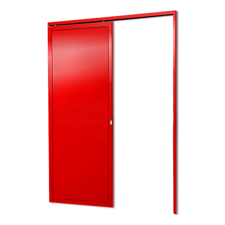 Porta de Correr Suspensa Lambril Vermelha Direita - 210X100