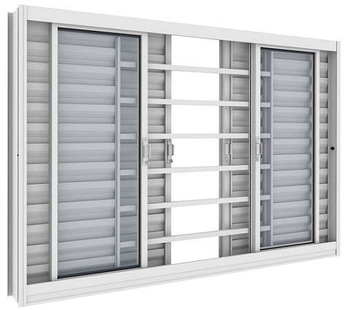 Janela Veneziana em Aço Galvanizado Branco com Grade H - 100x150