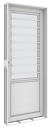Porta Postigo com Grade de Aço Galvanizado Branca Direita - 215x85