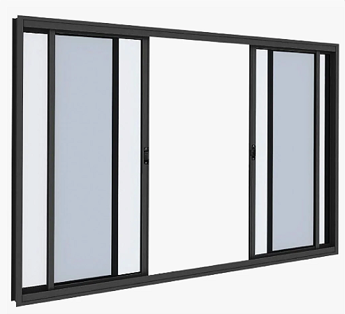 Janela de alumínio 04 folhas Modular preto - 100x100