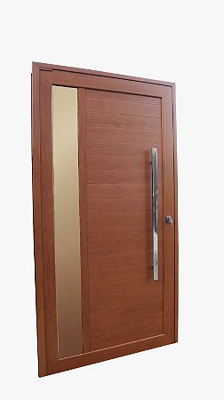 Porta Pivotante com Visor em Alumínio Gold Madeiro - com Puxador