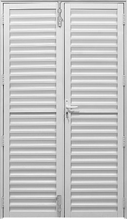 Porta de Abrir 2 Folhas Veneziana Alumínio Branco - 210x150